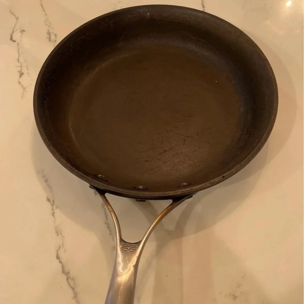 3 pre-loved sauté pans (calphalon and Cuisinart)